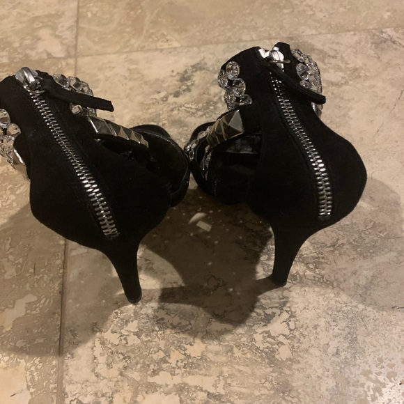 Balmain crystal and stud embellished suede leather heels - Picture 9 of 10